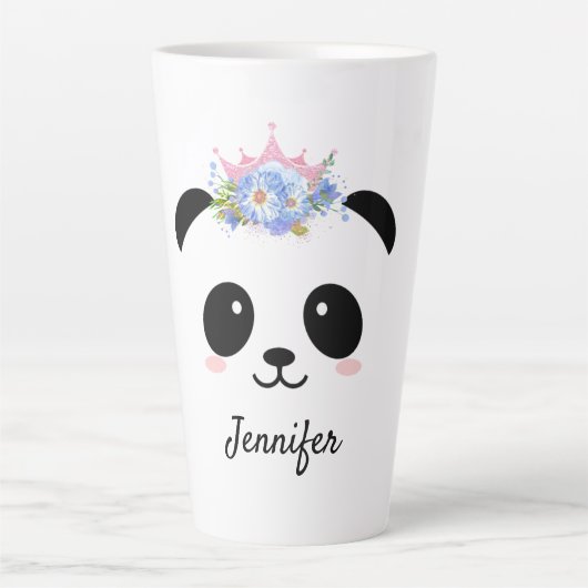 Kawaii panda koningin gepersonaliseerd latte mok (Voorkant)