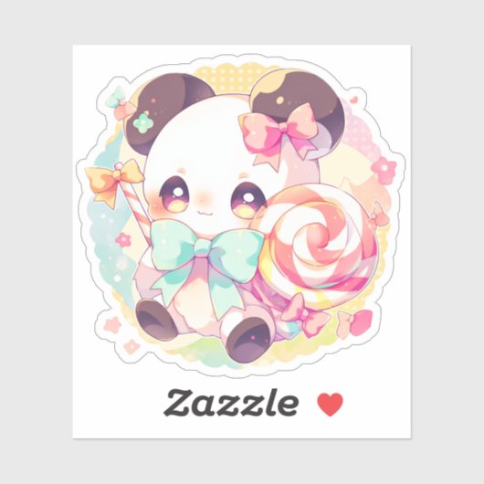 Kawaii Panda Loves Lollipop Sticker (Vel)