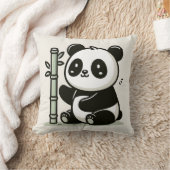 Kawaii Panda met bamboe illustratie Kussen (Deken)