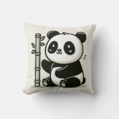 Kawaii Panda met bamboe illustratie Kussen (Voorkant)