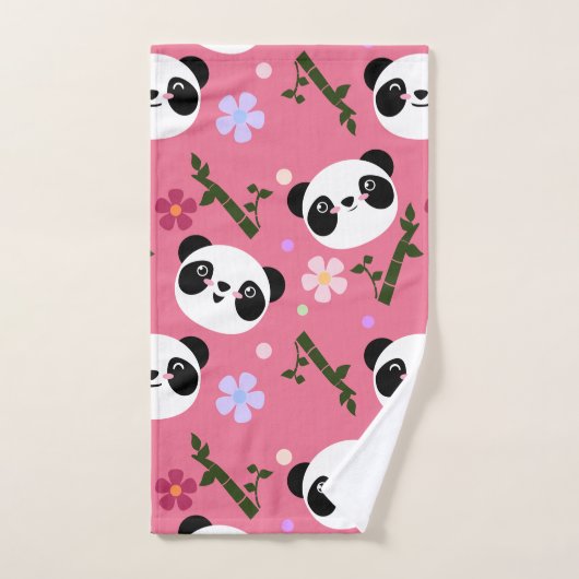 Kawaii Panda op Roze Bad Handdoek (Handdoek)