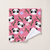 Kawaii Panda op Roze Bad Handdoek (Wasdoekje)
