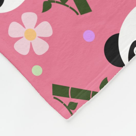 Kawaii Panda op Roze Fleece Deken (Hoek)