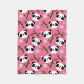Kawaii Panda op Roze Fleece Deken (Voorkant)