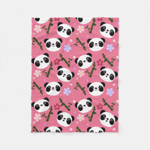 Kawaii Panda op Roze Fleece Deken