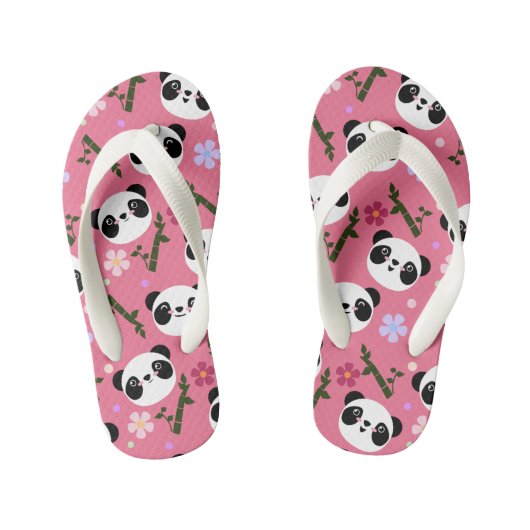 Kawaii Panda op Roze Kinder Teenslippers (Voetbed)
