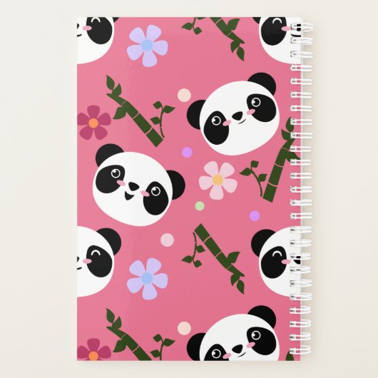 Kawaii Panda op Roze Planner (Achterkant)