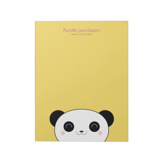 Kawaii Panda over Geel Notitieblok (Linkerzijde)