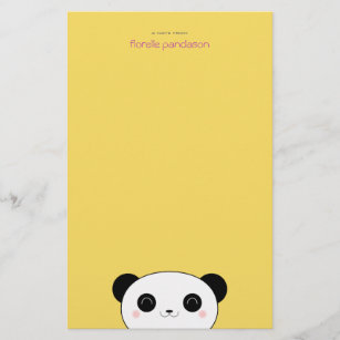 Kawaii Panda over geel notitiepapier Briefpapier