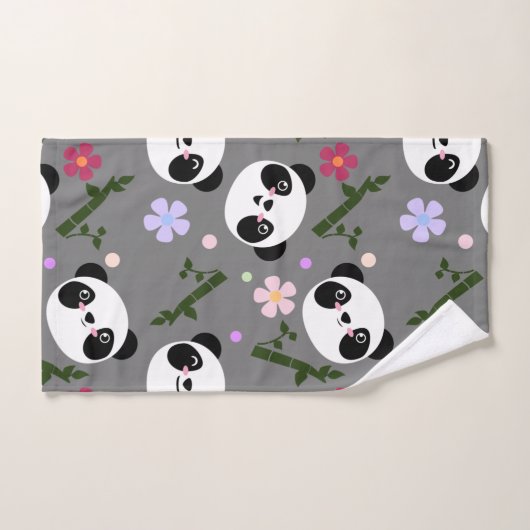 Kawaii Panda over grijs Handdoek (Handdoek)