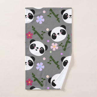 Kawaii Panda over grijs Handdoek