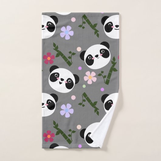 Kawaii Panda over grijs Handdoek (Handdoek)