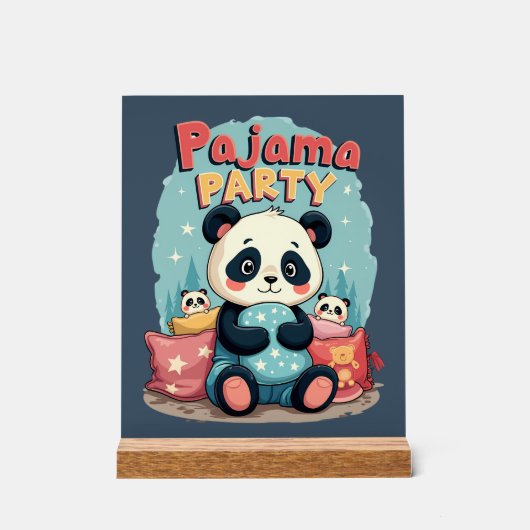 Kawaii Panda Pajama Party Gezellig Sleepover Esthe Acryl Bord (Voorkant)