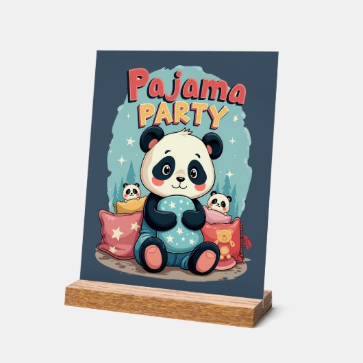 Kawaii Panda Pajama Party Gezellig Sleepover Esthe Acryl Bord (Hoek)