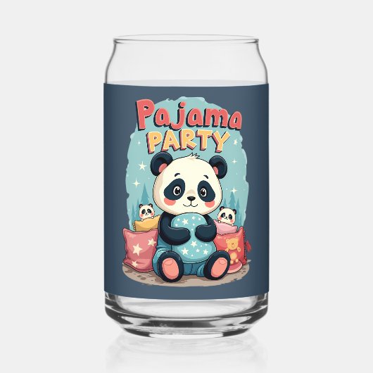 Kawaii Panda Pajama Party Gezellig Sleepover Esthe Blikvorm Glas (Voorkant)