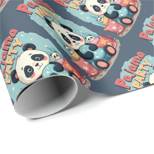 Kawaii Panda Pajama Party Gezellig Sleepover Esthe Cadeaupapier (Rol Hoek)