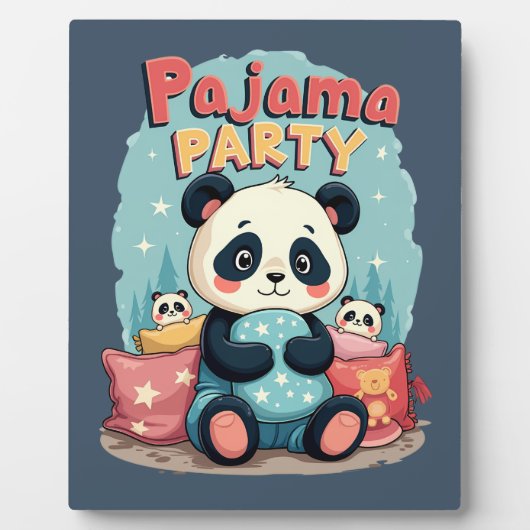 Kawaii Panda Pajama Party Gezellig Sleepover Esthe Fotoplaat (Voorkant)