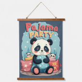 Kawaii Panda Pajama Party Gezellig Sleepover Esthe Hangend Wandkleed (Voorkant)
