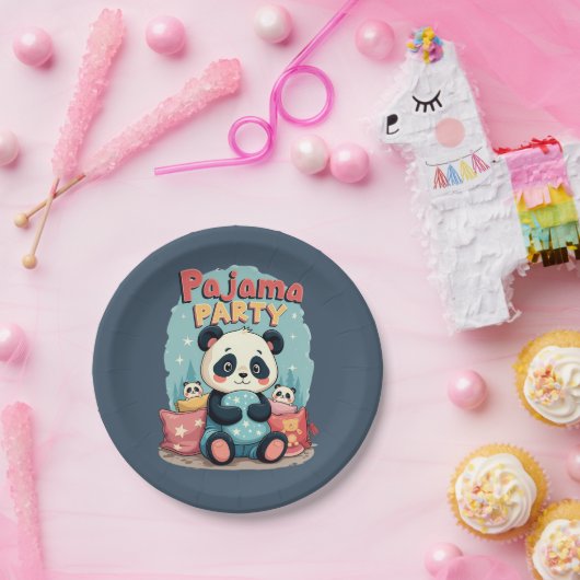 Kawaii Panda Pajama Party Gezellig Sleepover Esthe Papieren Bordje (Feest)