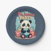 Kawaii Panda Pajama Party Gezellig Sleepover Esthe Papieren Bordje (Voorkant)