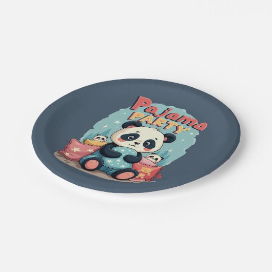Kawaii Panda Pajama Party Gezellig Sleepover Esthe Papieren Bordje (Gekanteld)