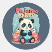 Kawaii Panda Pajama Party Gezellig Sleepover Esthe Ronde Sticker (Voorkant)