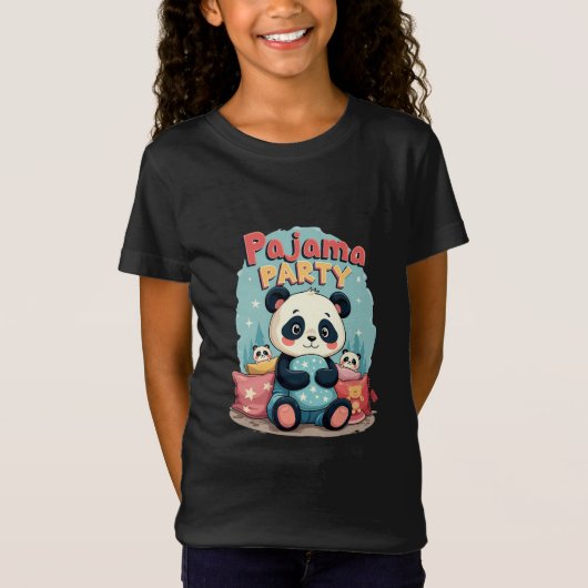 Kawaii Panda Pajama Party Gezellig Sleepover Esthe T-shirt (Voorkant)