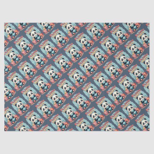 Kawaii Panda Pajama Party Gezellig Sleepover Esthe Tissuepapier (Voorkant)