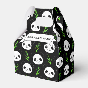 Kawaii Panda Patroon Bamboe in Zwart Wit Groen Bedankdoosjes