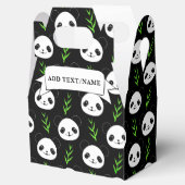 Kawaii Panda Patroon Bamboe in Zwart Wit Groen Bedankdoosjes (Geopend)