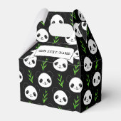 Kawaii Panda Patroon Bamboe in Zwart Wit Groen Bedankdoosjes (Voorkant Zijde)