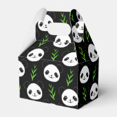 Kawaii Panda Patroon Bamboe in Zwart Wit Groen Bedankdoosjes (Achterkant)