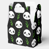 Kawaii Panda Patroon Bamboe in Zwart Wit Groen Bedankdoosjes (Geopend)