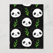 Kawaii Panda Patroon Bamboe in Zwart Wit Groen Briefkaart (Voorkant)