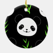 Kawaii Panda Patroon Bamboe in Zwart Wit Groen Keramisch Ornament (Achterkant)