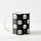 Kawaii Panda Patroon Bamboe in Zwart Wit Groen Koffiemok (Links)