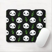 Kawaii Panda Patroon Bamboe in Zwart Wit Groen Muismat (Met muis)