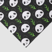 Kawaii Panda Patroon Bamboe in Zwart Wit Groen Tissuepapier (Detail)