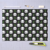 Kawaii Panda Patroon Bamboe in Zwart Wit Groen Tissuepapier (Craft)