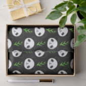 Kawaii Panda Patroon Bamboe in Zwart Wit Groen Tissuepapier (Geschenk)