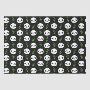 Kawaii Panda Patroon Bamboe in Zwart Wit Groen Tissuepapier