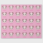 Kawaii panda patroon in roze cadeaupapier (Vlak)
