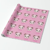 Kawaii panda patroon in roze cadeaupapier (Uitgerold)