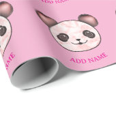 Kawaii panda patroon in roze cadeaupapier (Rol Hoek)