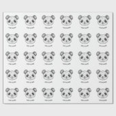 Kawaii Panda patroon in zwart en wit Cadeaupapier (Vlak)