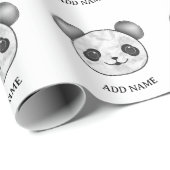 Kawaii Panda patroon in zwart en wit Cadeaupapier (Rol Hoek)
