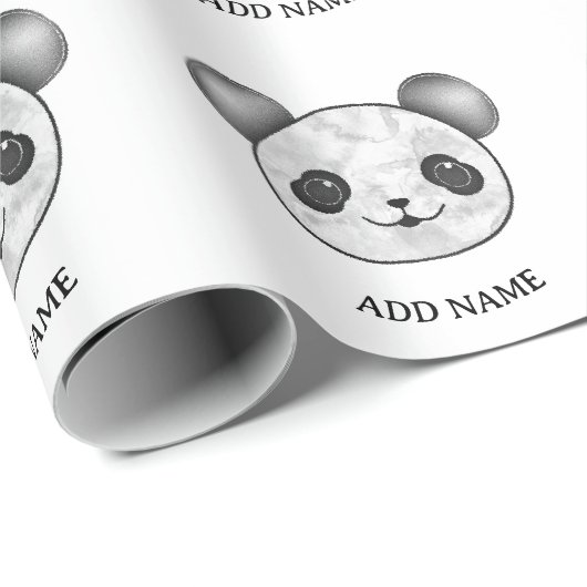 Kawaii Panda patroon in zwart en wit Cadeaupapier (Rol Hoek)