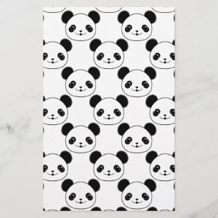 Kawaii Panda-patroon in zwart-wit Briefpapier