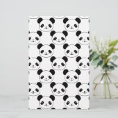 Kawaii Panda-patroon in zwart-wit Briefpapier (Staand voorkant)