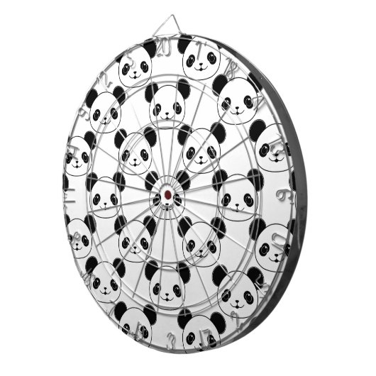 Kawaii Panda-patroon in zwart-wit Dartbord (Voorkant Rechts)